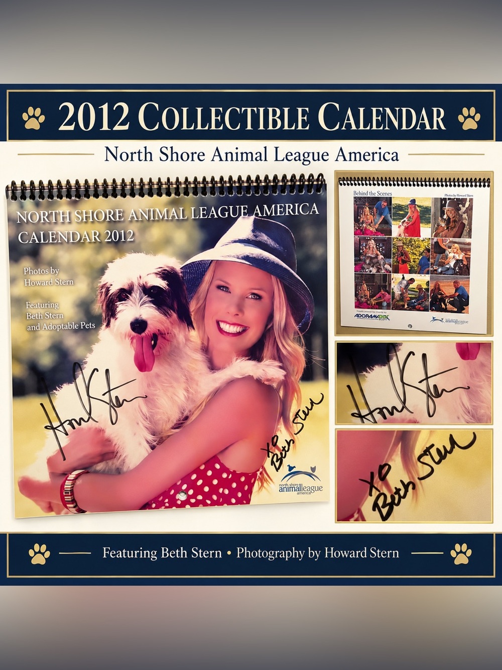 2012 North Shore Animal League Calendar – Howard & Beth Stern Signatures